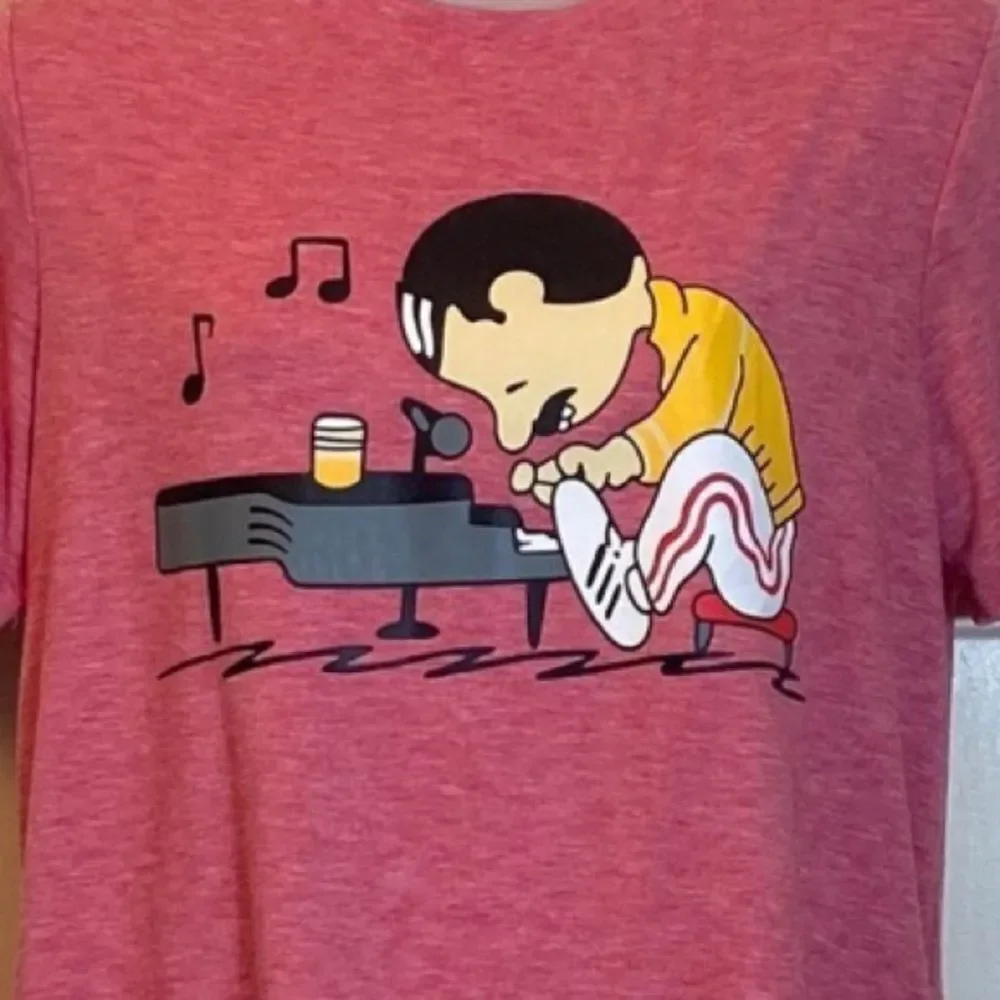 Men's Graphic Tee in Red with Musician Design
